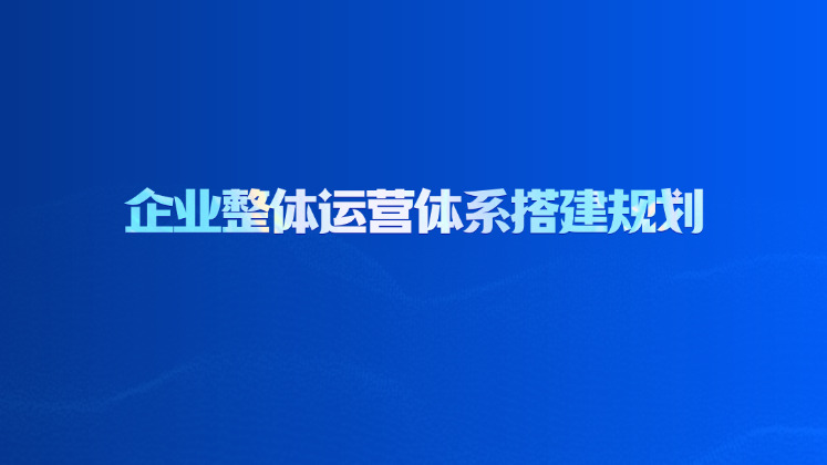 企业整体运营体系搭建规划
